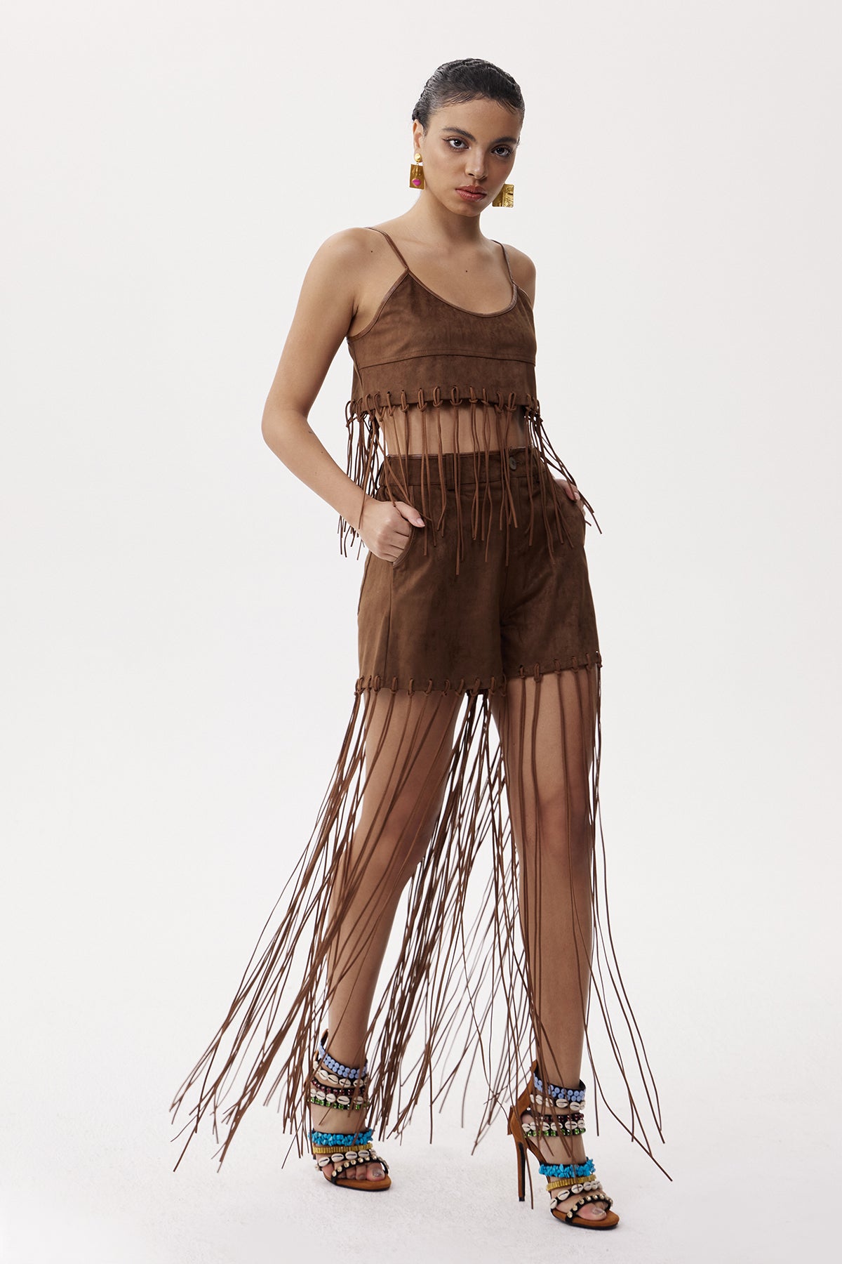 Elia Suede Fringe Top