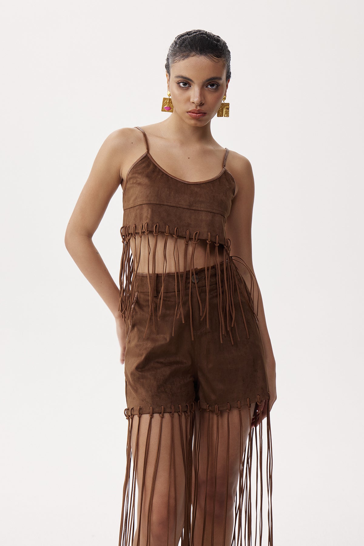 Elia Suede Fringe Top
