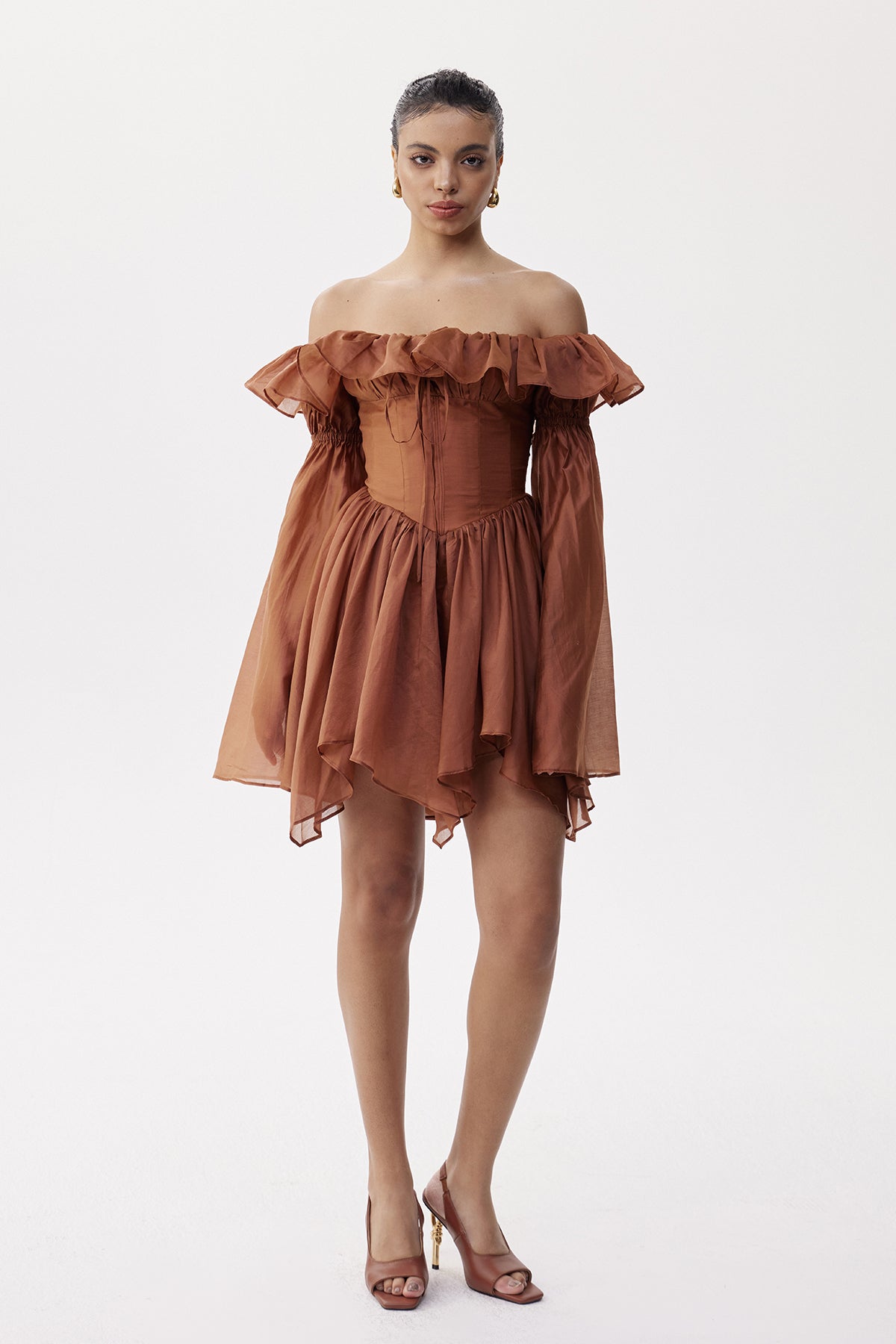 Eliakim Bell Sleeve Ruffle Mini Dress