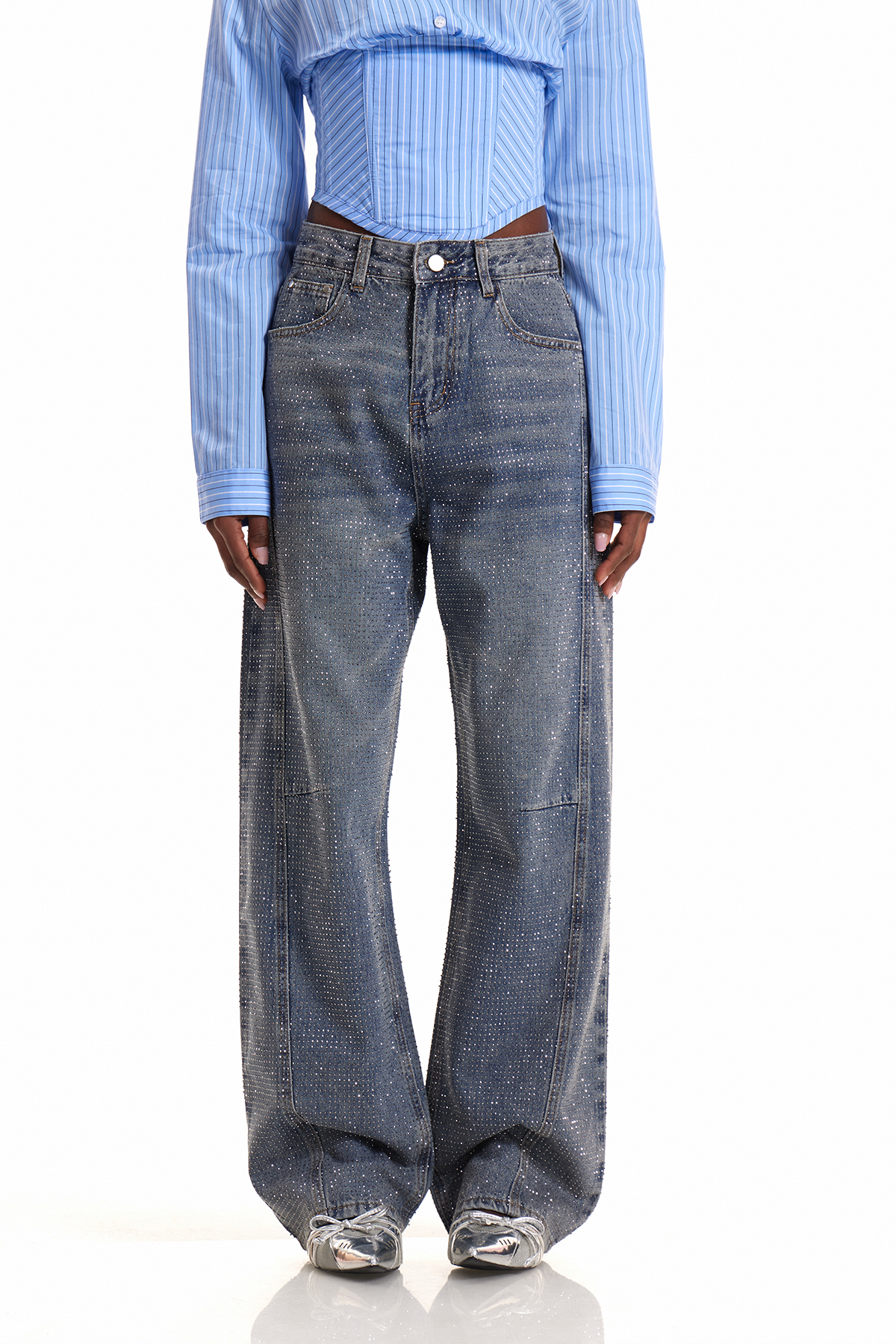 Eliam Rhinestone Jeans In Blue