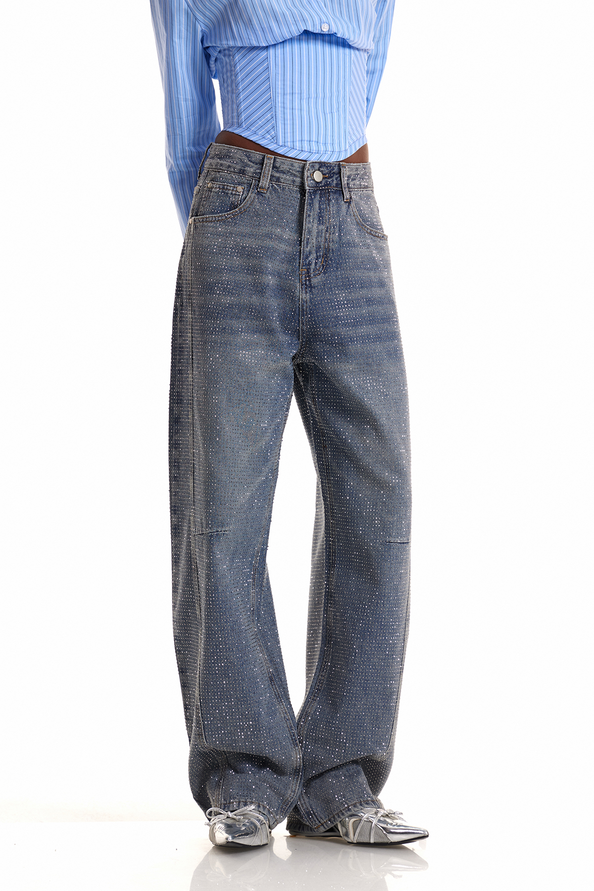 Eliam Rhinestone Jeans In Blue