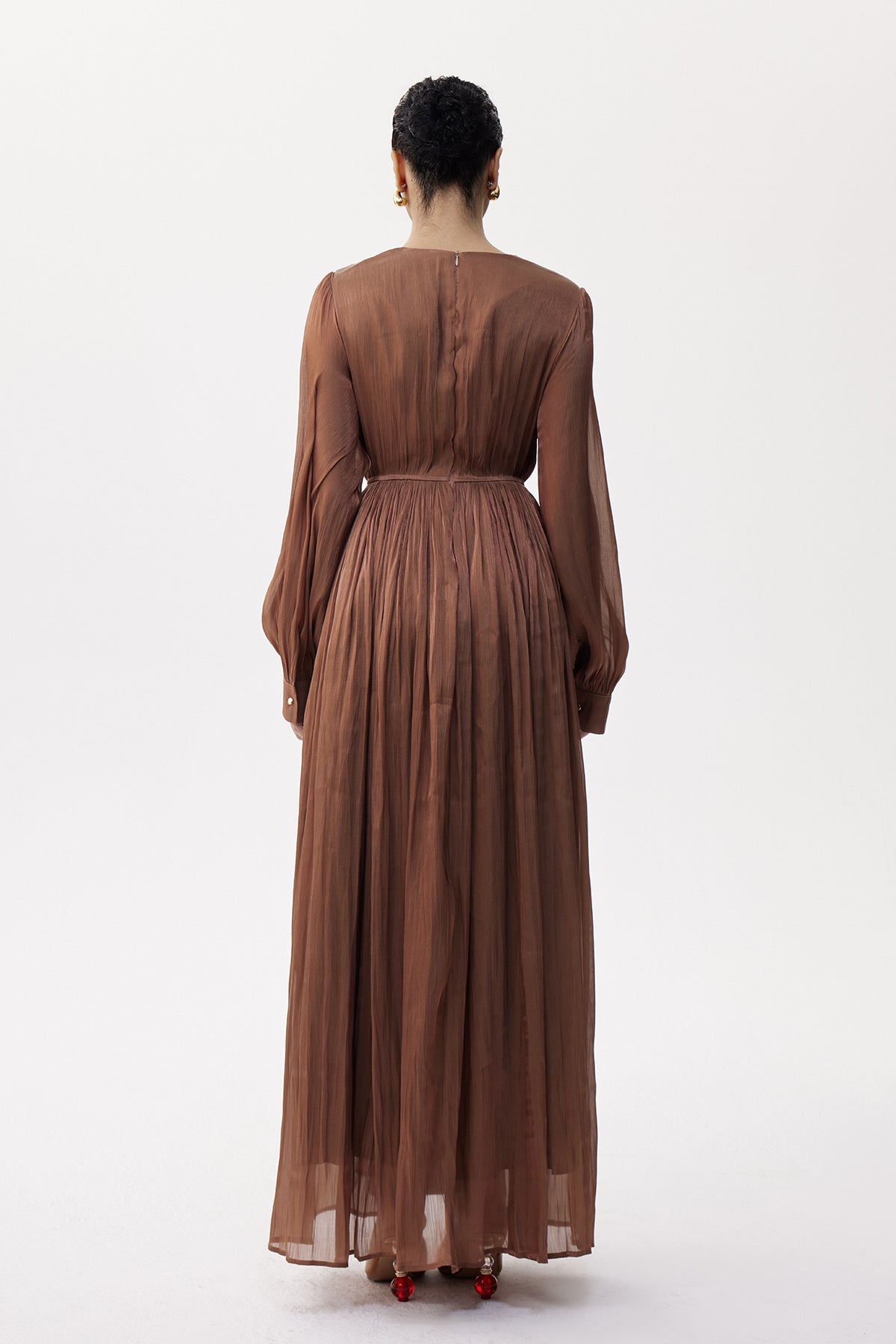 Eliane Embroidered Ruch Maxi Dress