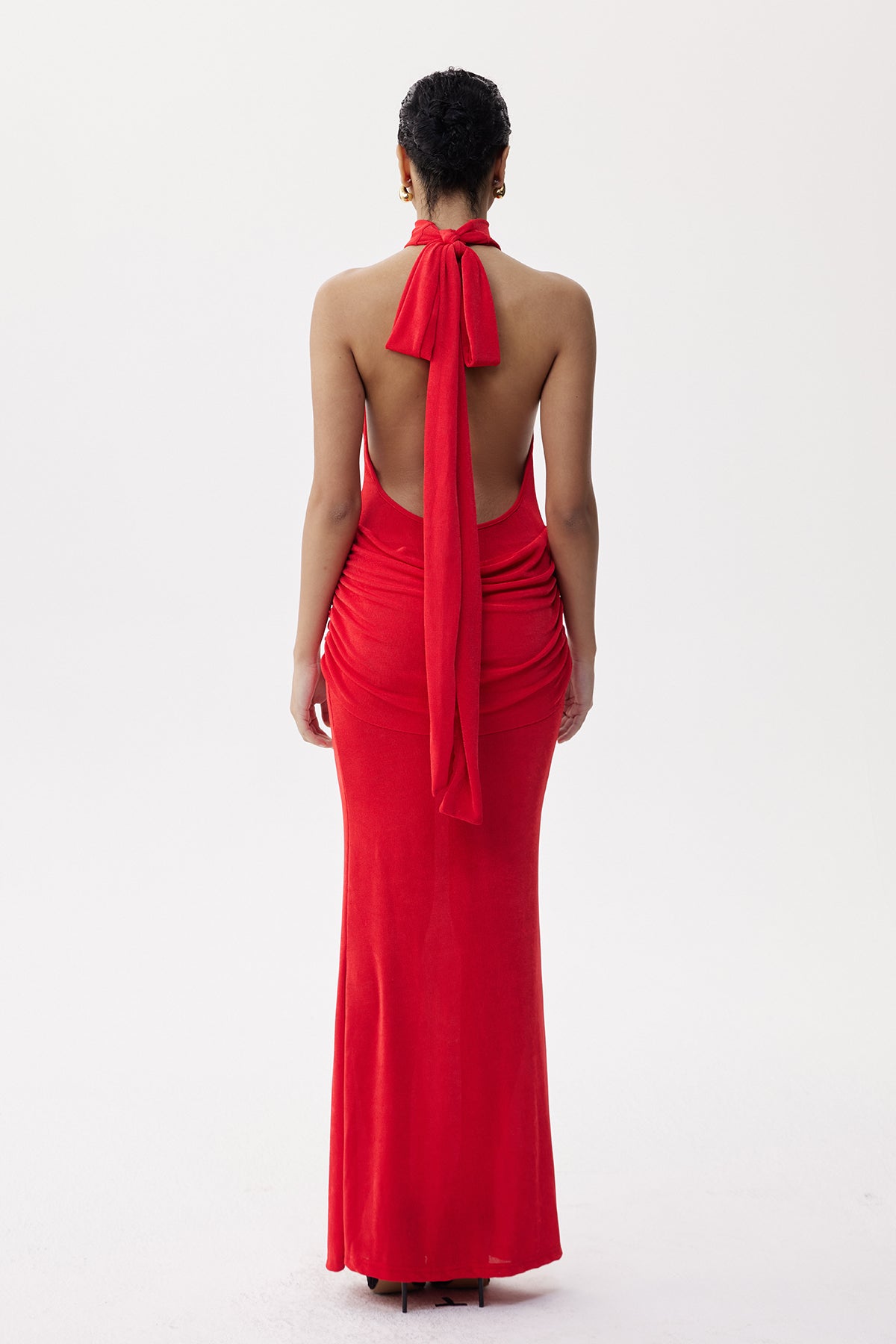 Elias Halter Neck Ruch Scarf Maxi Dress