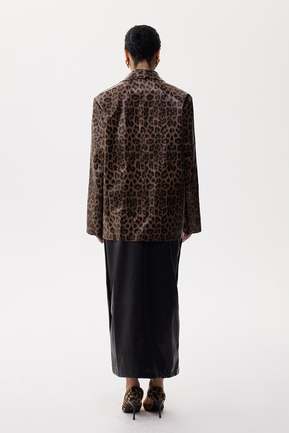 Eliasz Stripe Leopard Leather Blazer