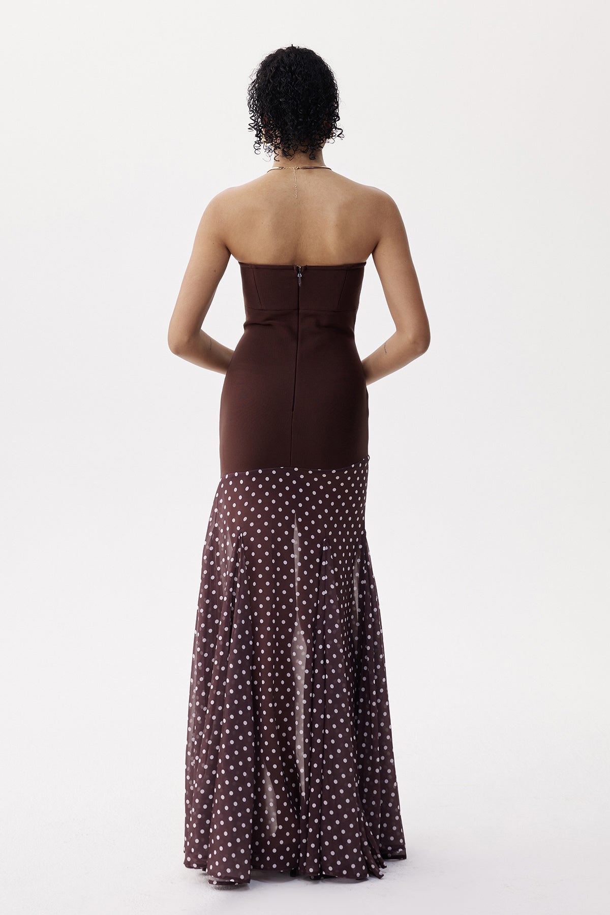 Elicia Strapless Bodycon Dot Maxi Dress