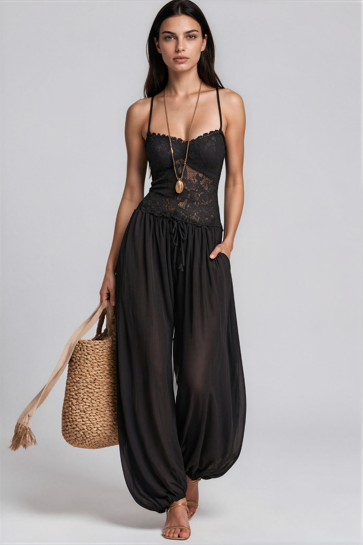 Elidi Spaghetti Lace Jumpsuit