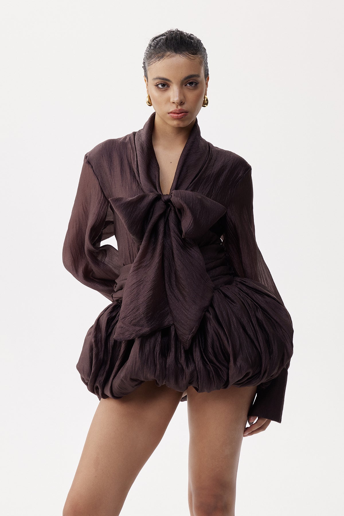 Eliel Tie Up Bubble Mini Dress