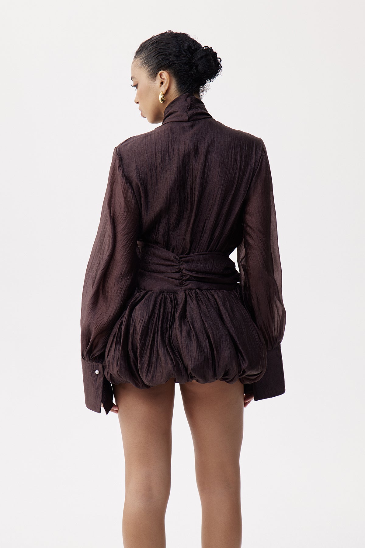 Eliel Tie Up Bubble Mini Dress