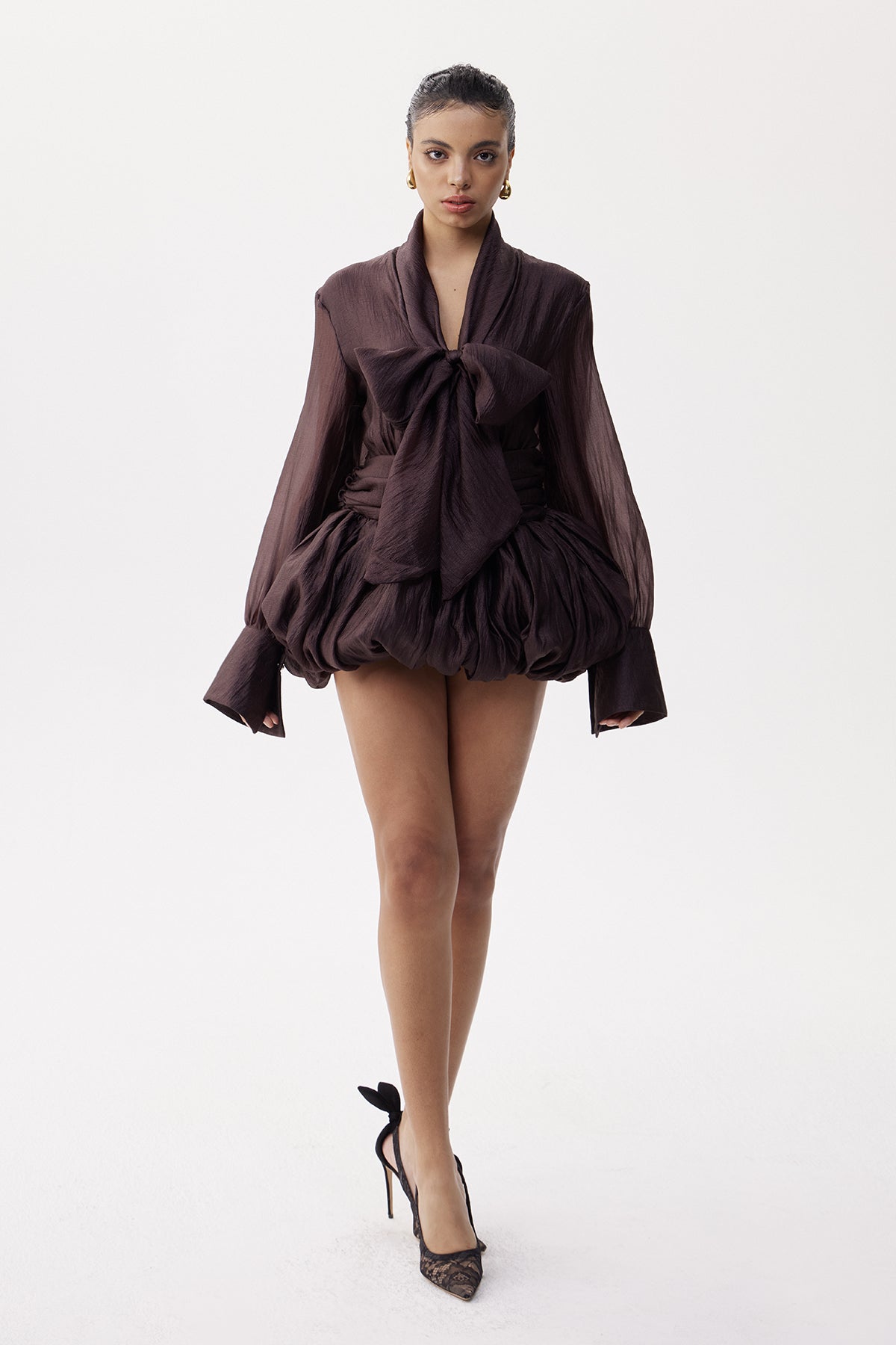 Eliel Tie Up Bubble Mini Dress