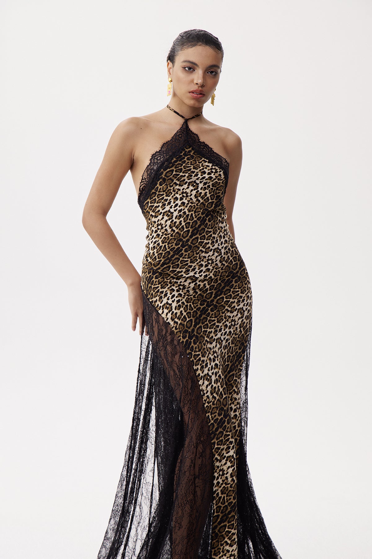 Elif Lace Leopard Maxi Dress