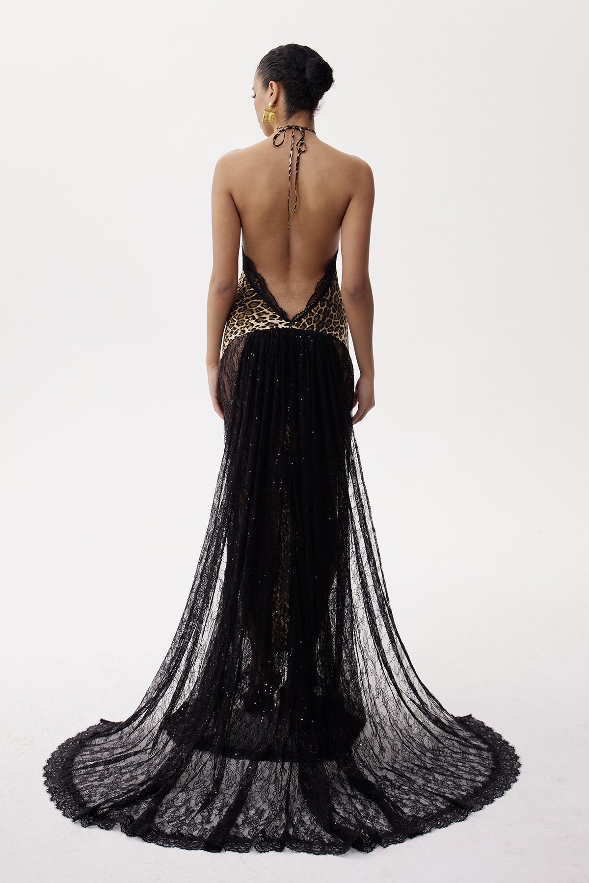 Elif Lace Leopard Maxi Dress