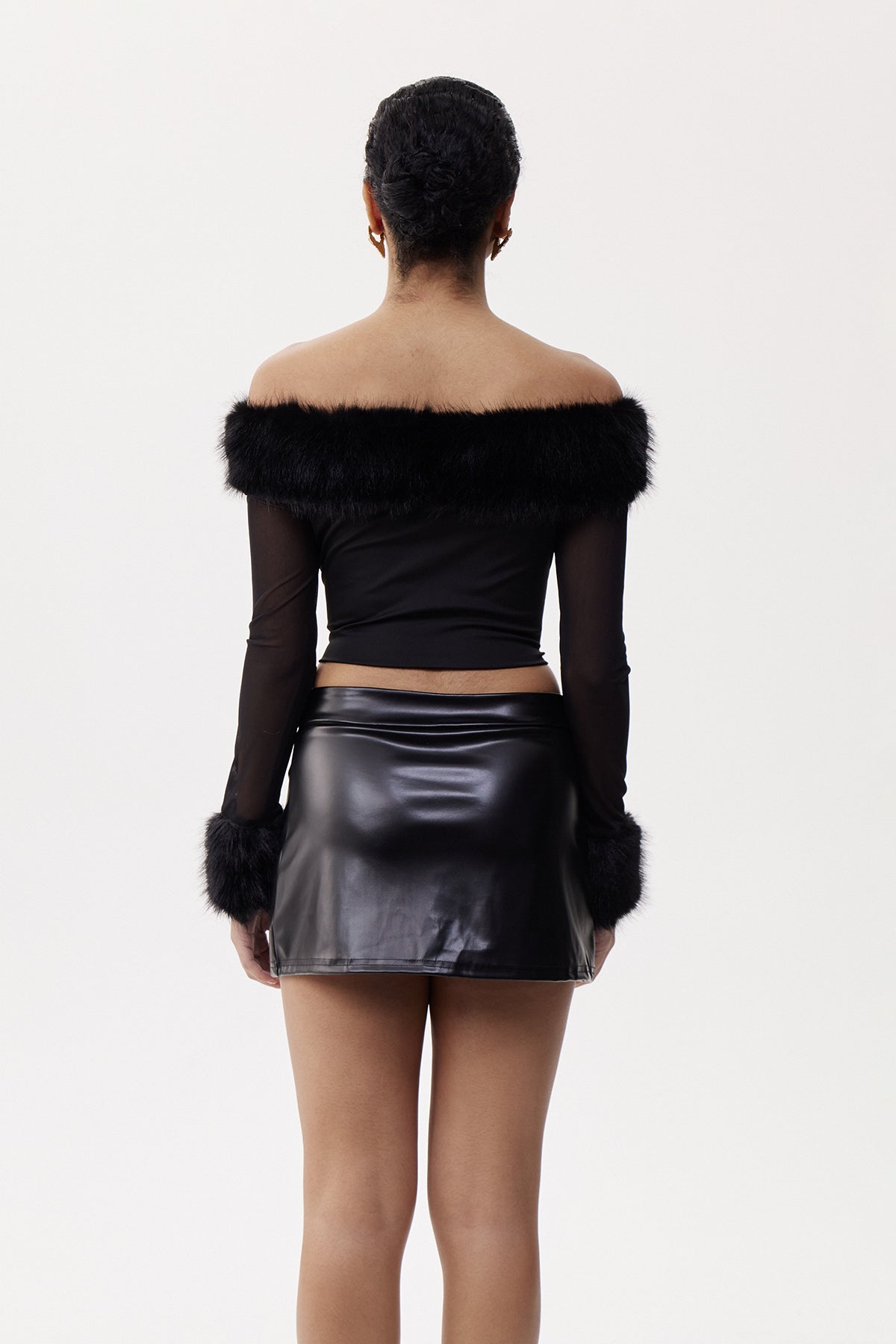 Eligius Off Shoulder Faux Fur Top