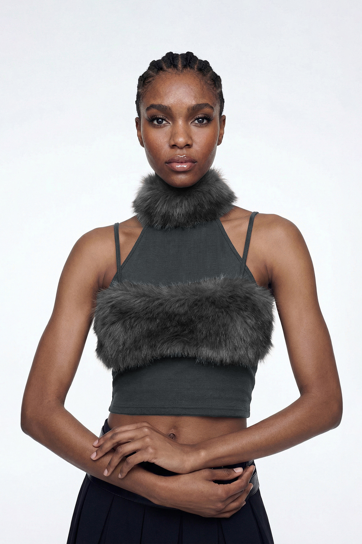 Elioenai Faux Fur Cutout Top