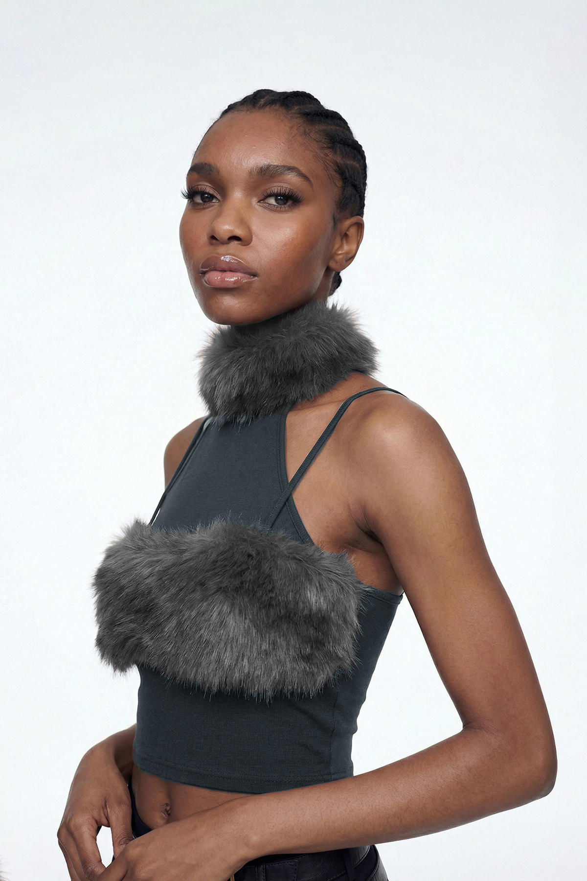 Elioenai Faux Fur Cutout Top