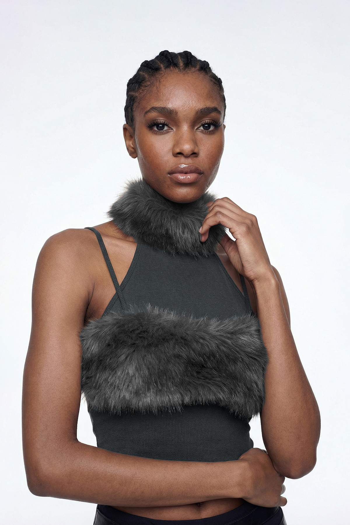 Elioenai Faux Fur Cutout Top