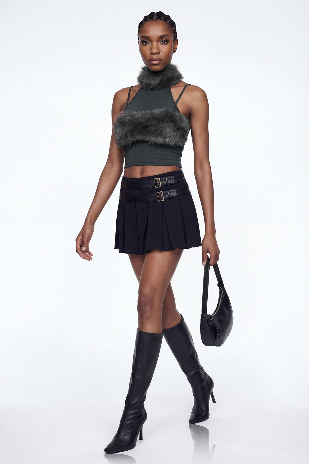 Elioenai Faux Fur Cutout Top