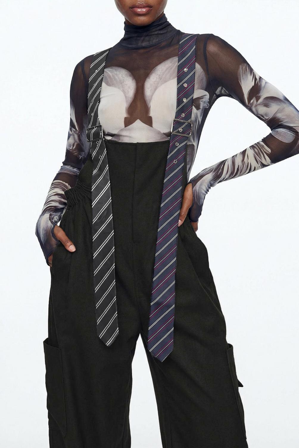Elisaveta Tie Denim Overalls In Black