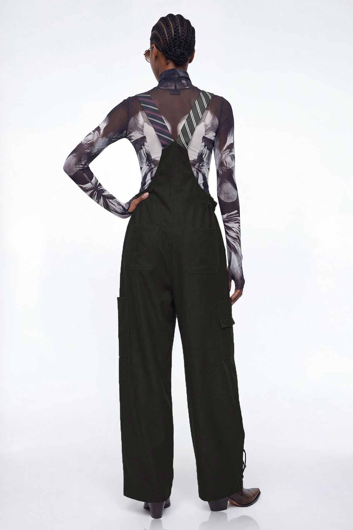 Elisaveta Tie Denim Overalls In Black