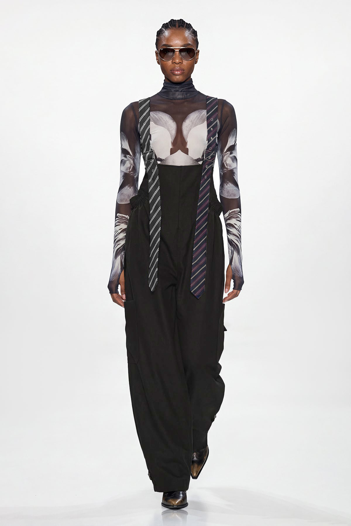 Elisaveta Tie Denim Overalls In Black