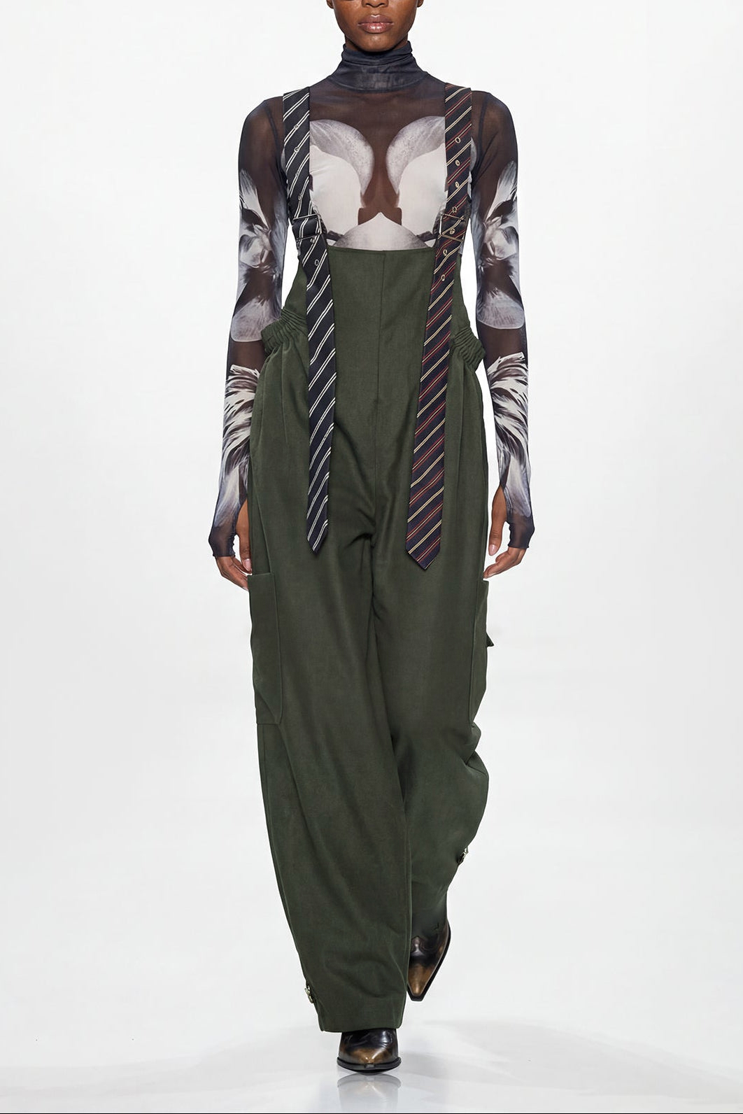 Elisaveta Tie Denim Overalls In Green