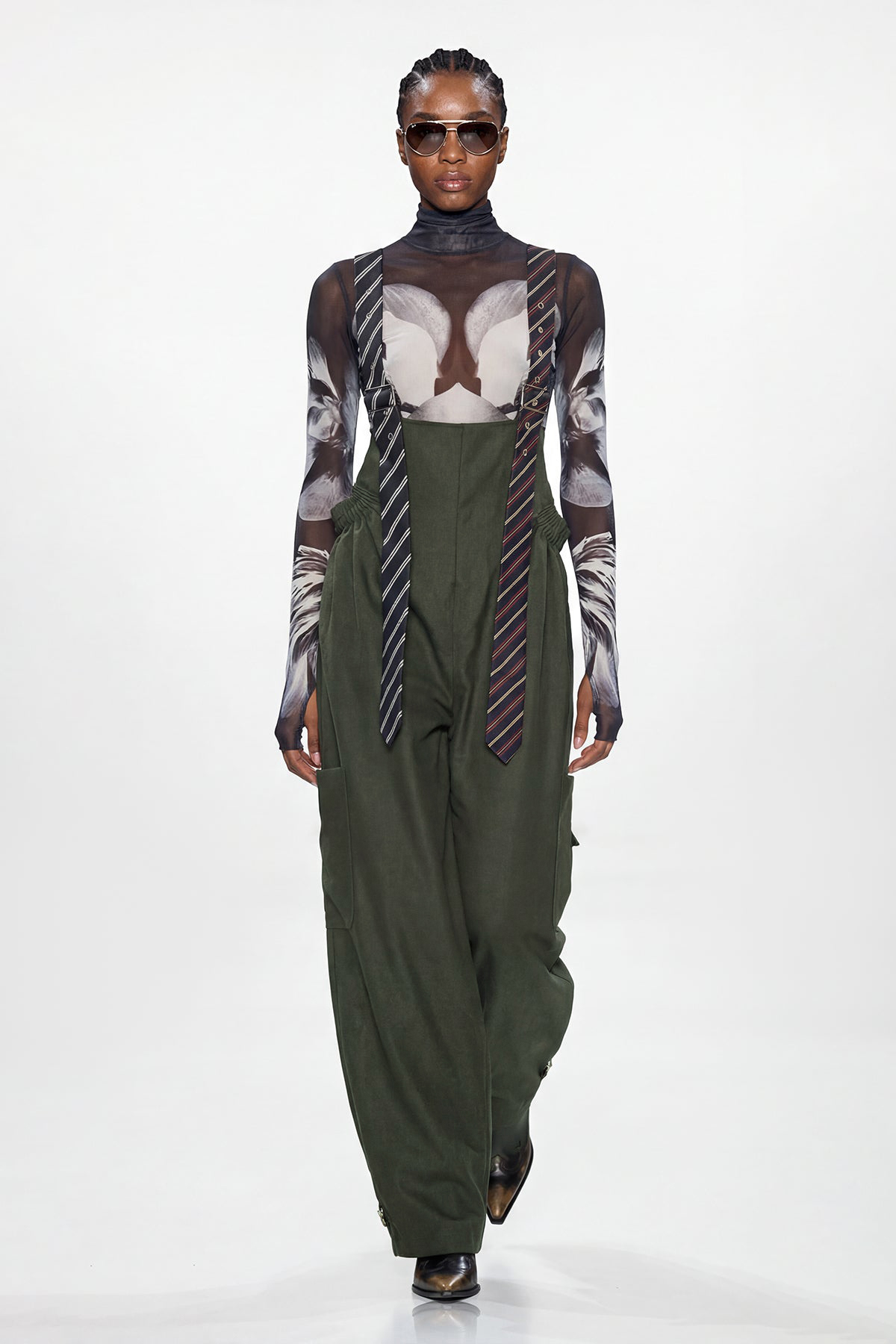 Elisaveta Tie Denim Overalls In Green