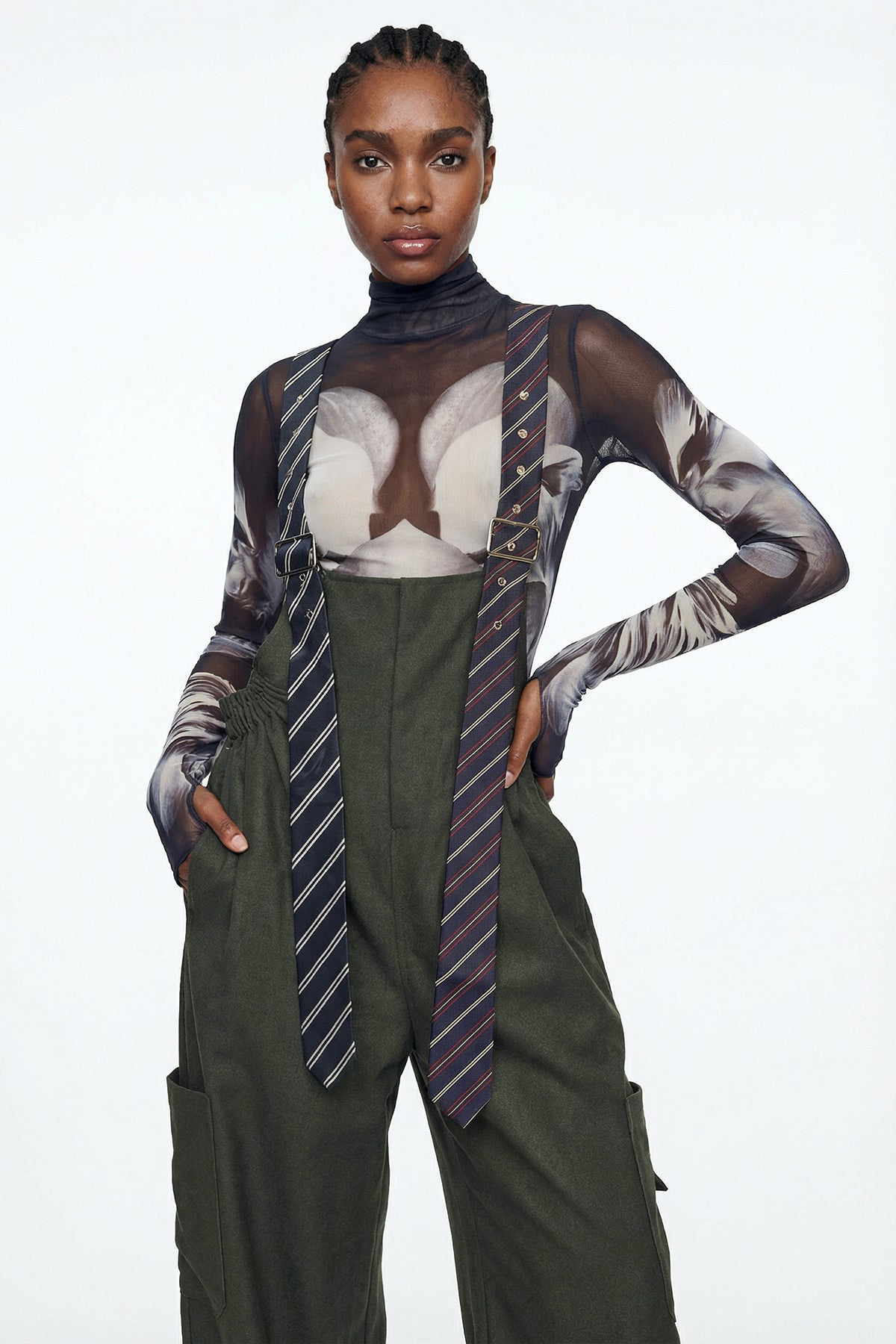 Elisaveta Tie Denim Overalls In Green