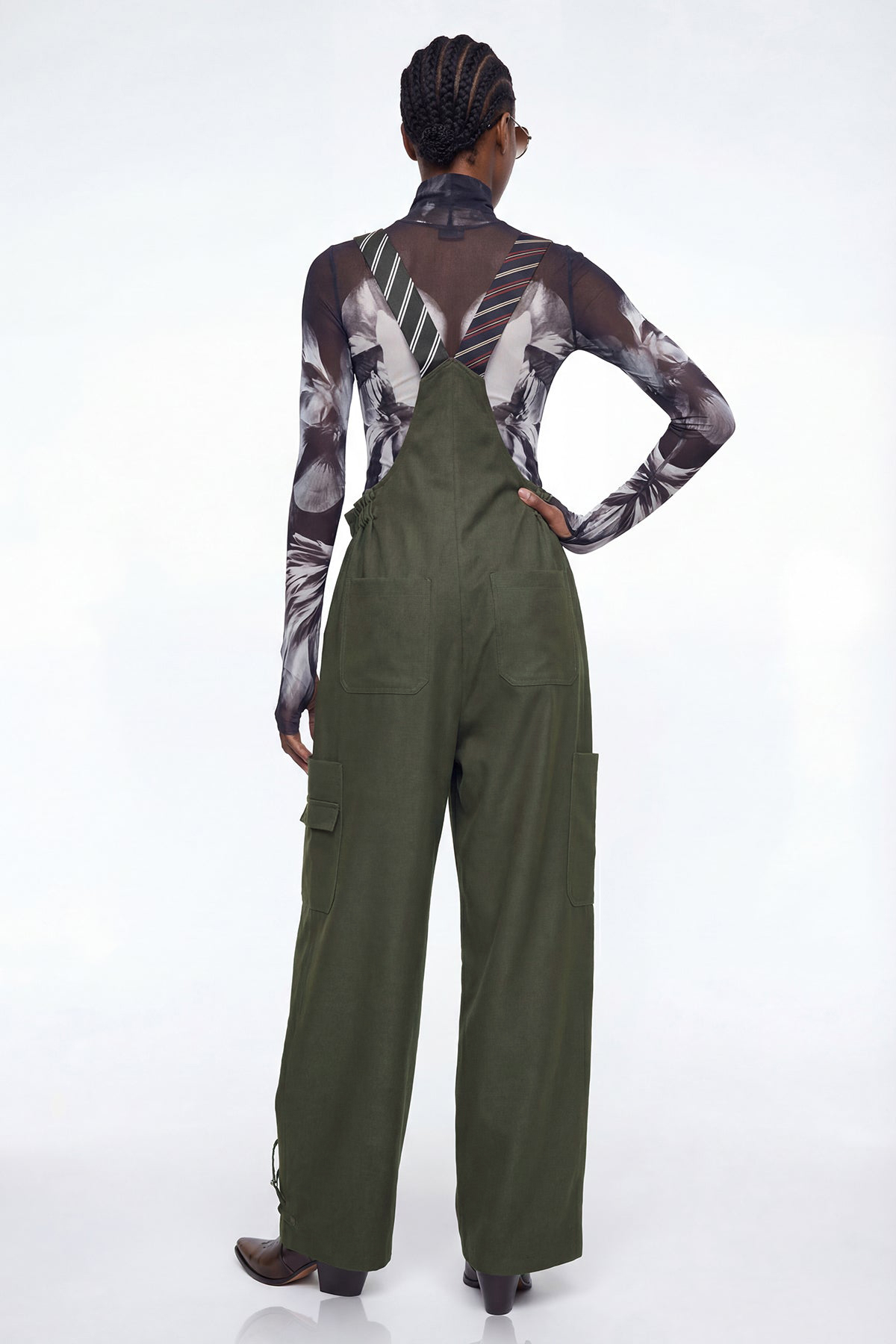 Elisaveta Tie Denim Overalls In Green