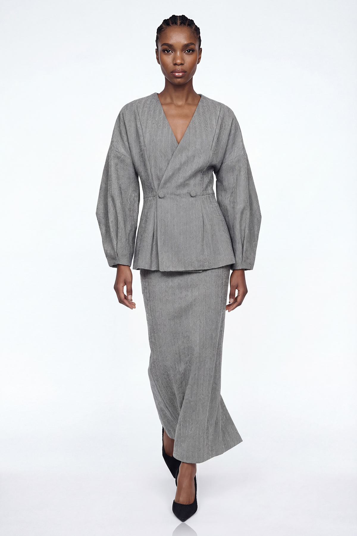 Elishua Balloon Sleeve Skirt Set