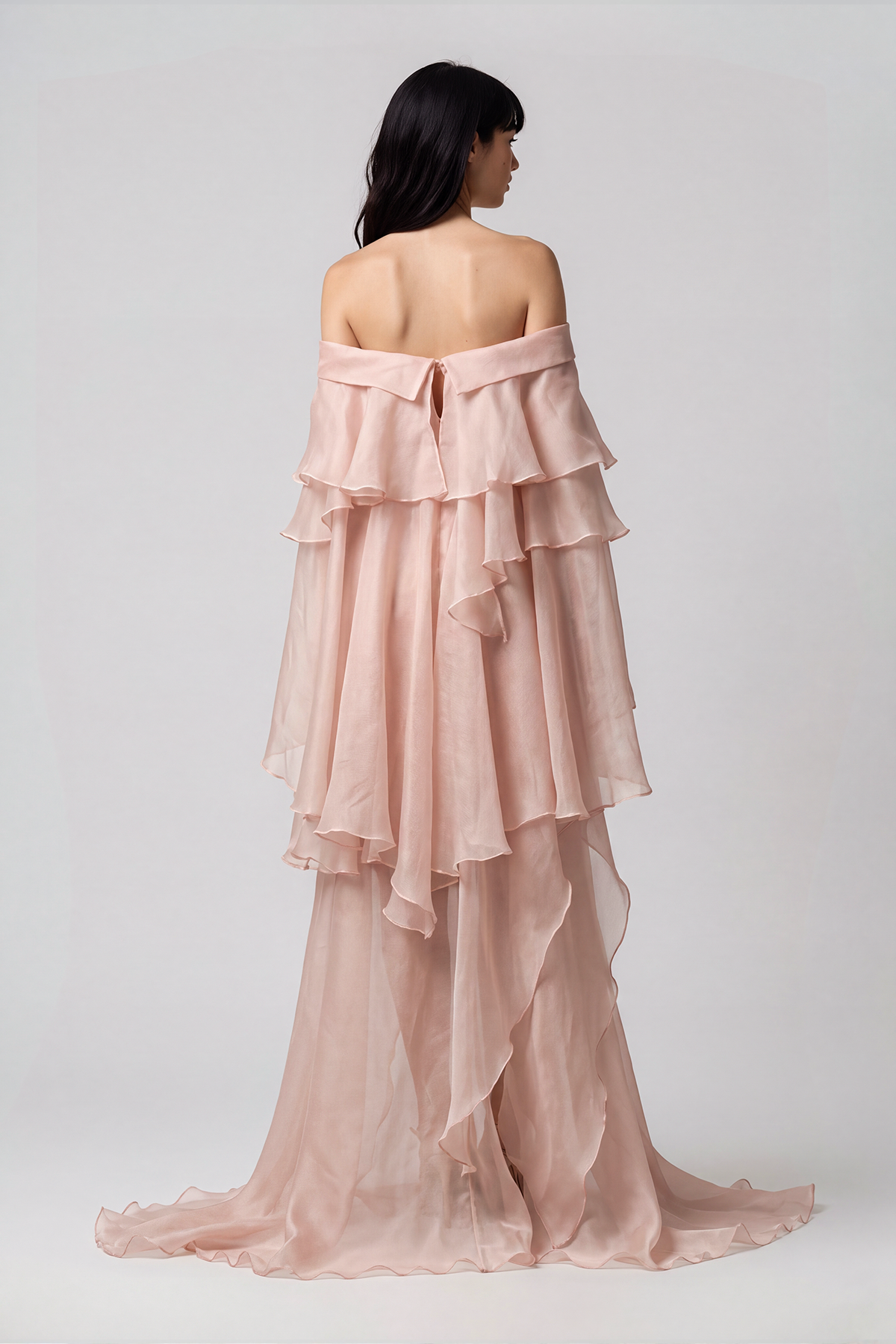Elizabet Off Shoulder Flower Rufffle Maxi Dress