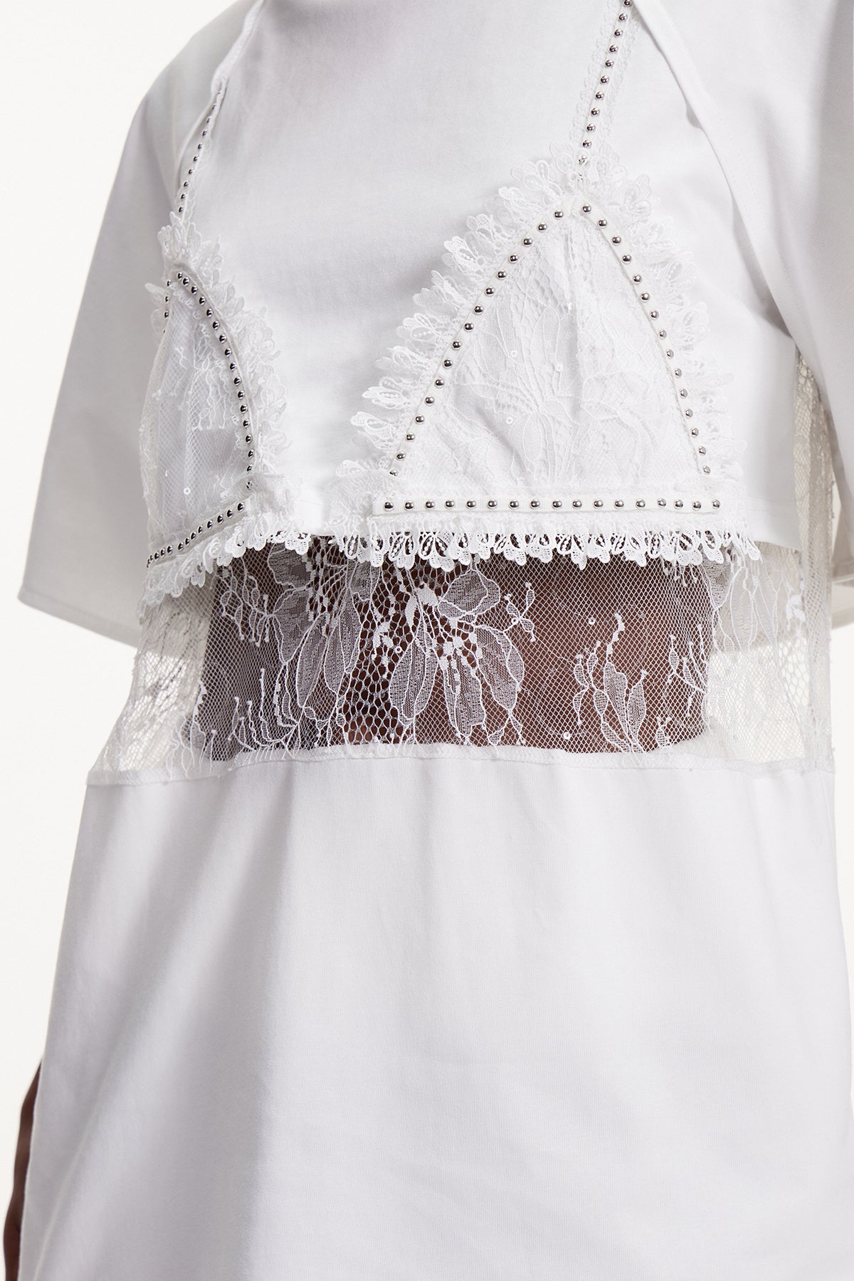 Elliott Lace Cutout T Shirt In White