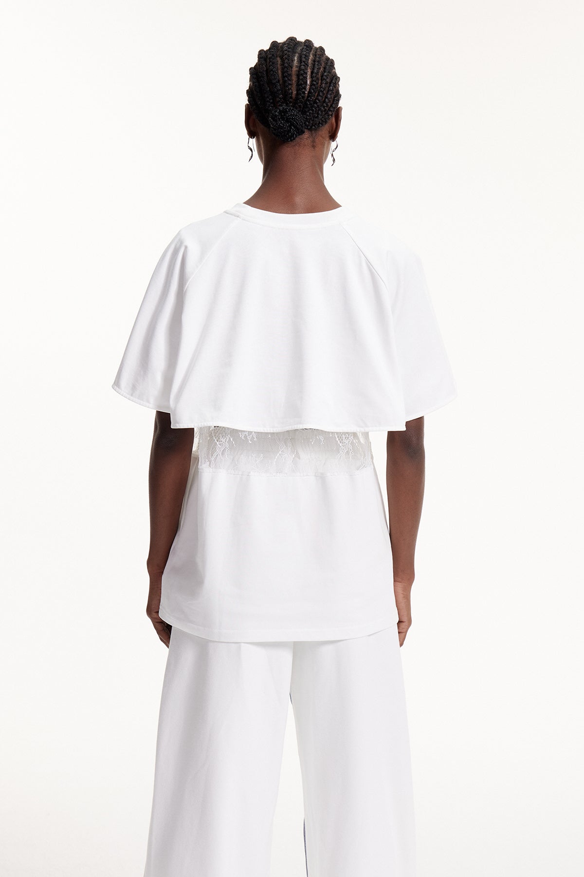 Elliott Lace Cutout T Shirt In White