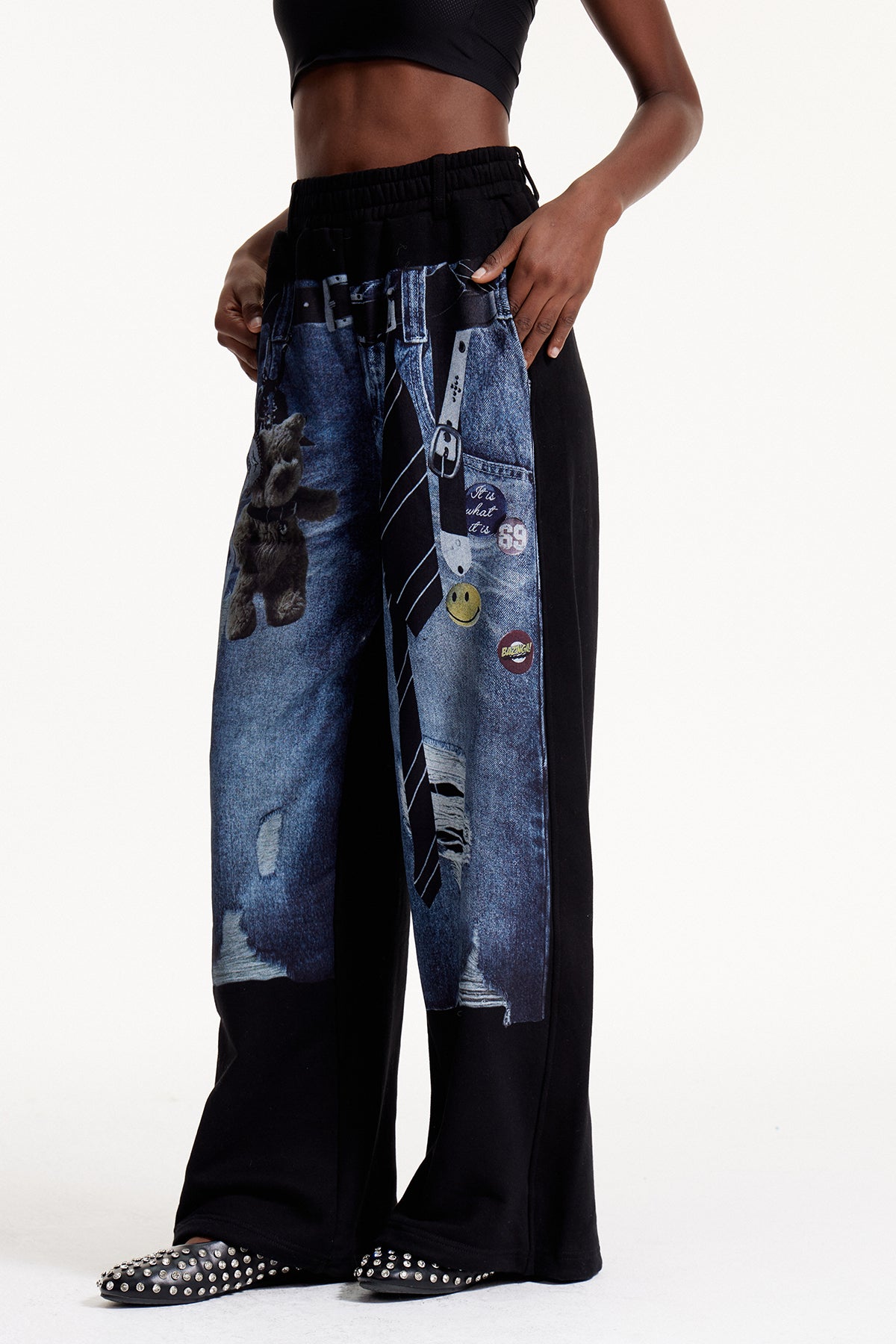 Elly Print Pants In Black