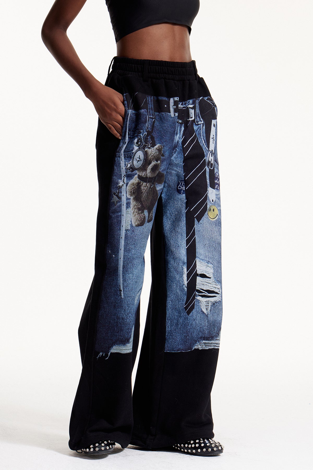 Elly Print Pants In Black