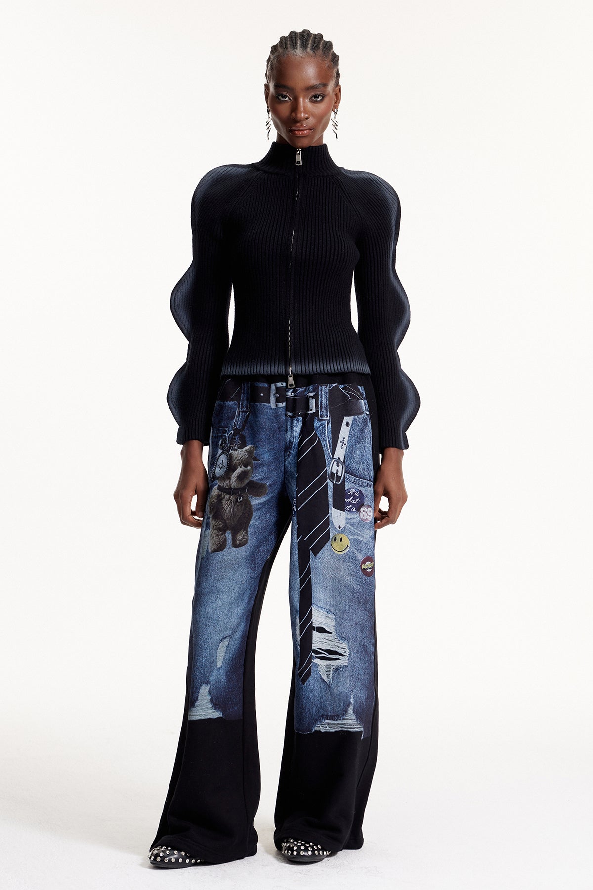 Elly Print Pants In Black