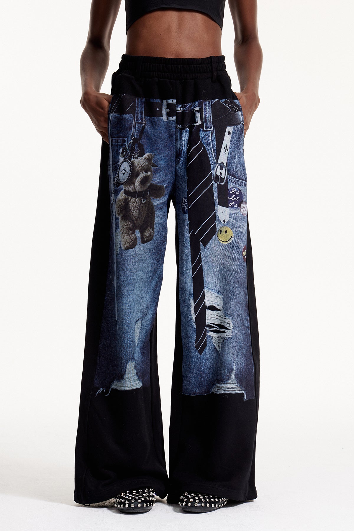 Elly Print Pants In Black