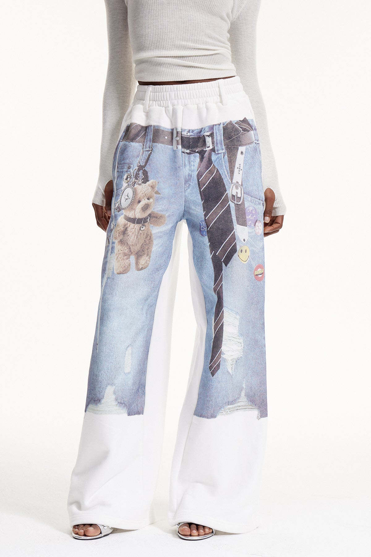 Elly Print Pants In White