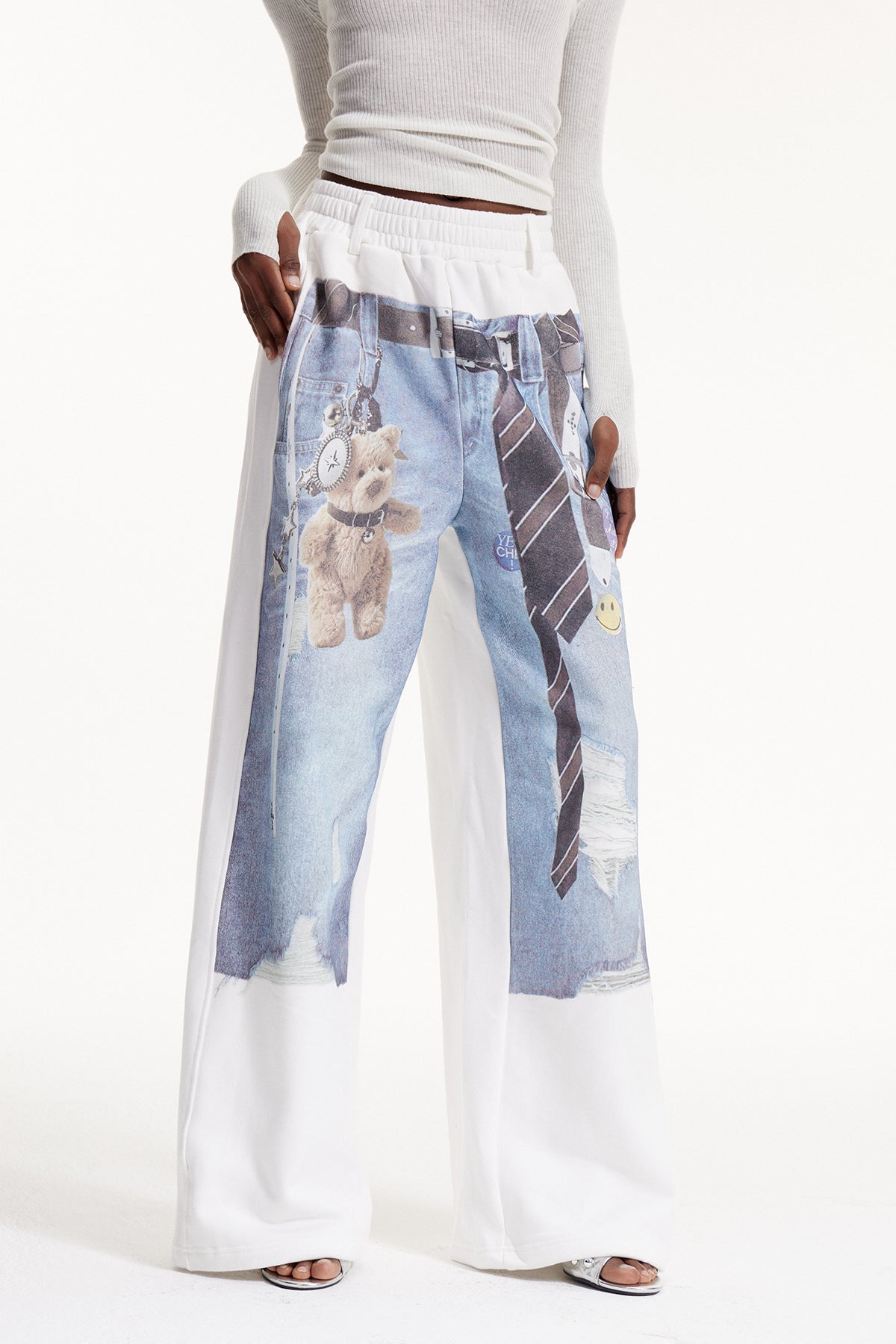 Elly Print Pants In White