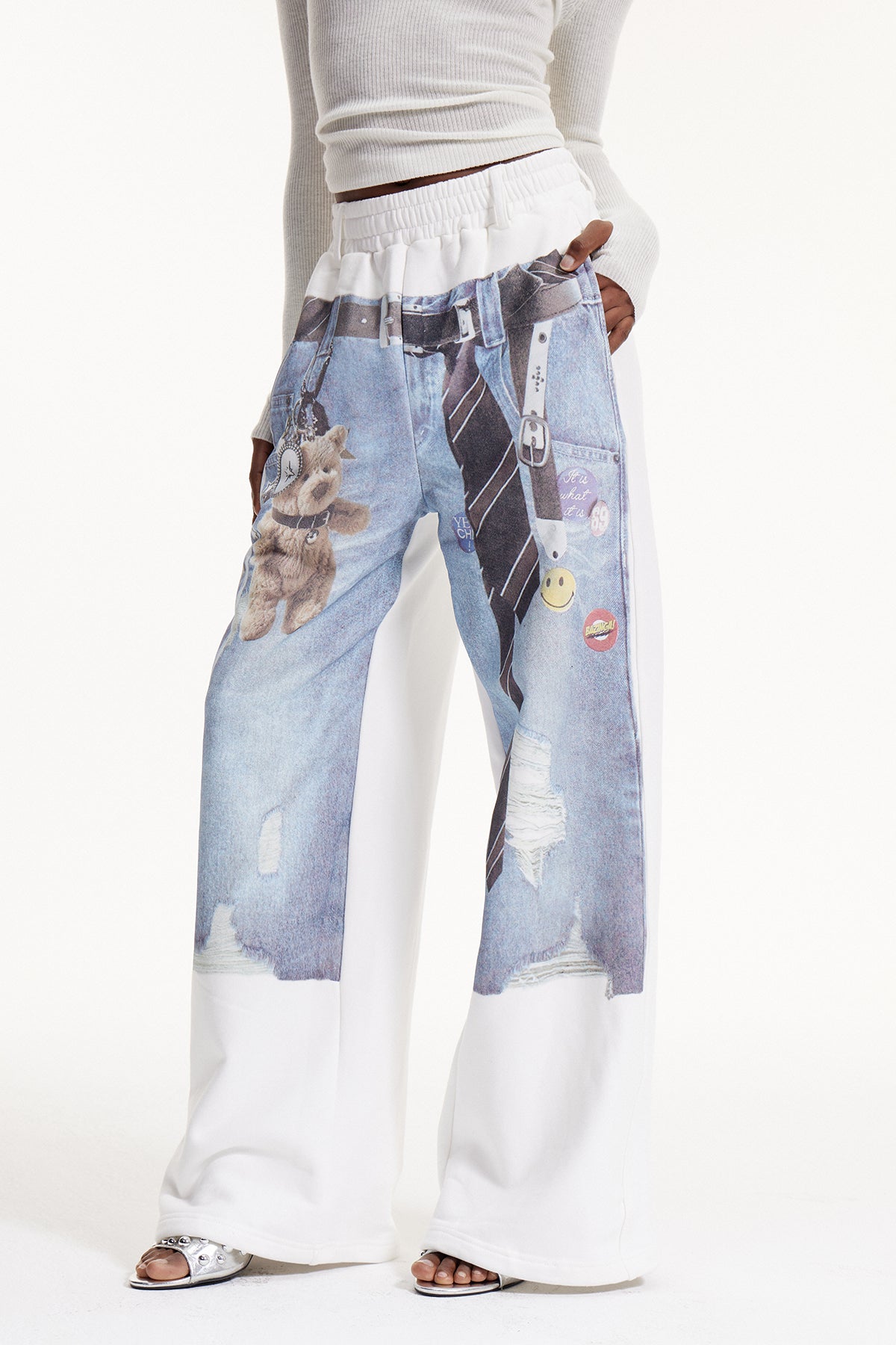 Elly Print Pants In White