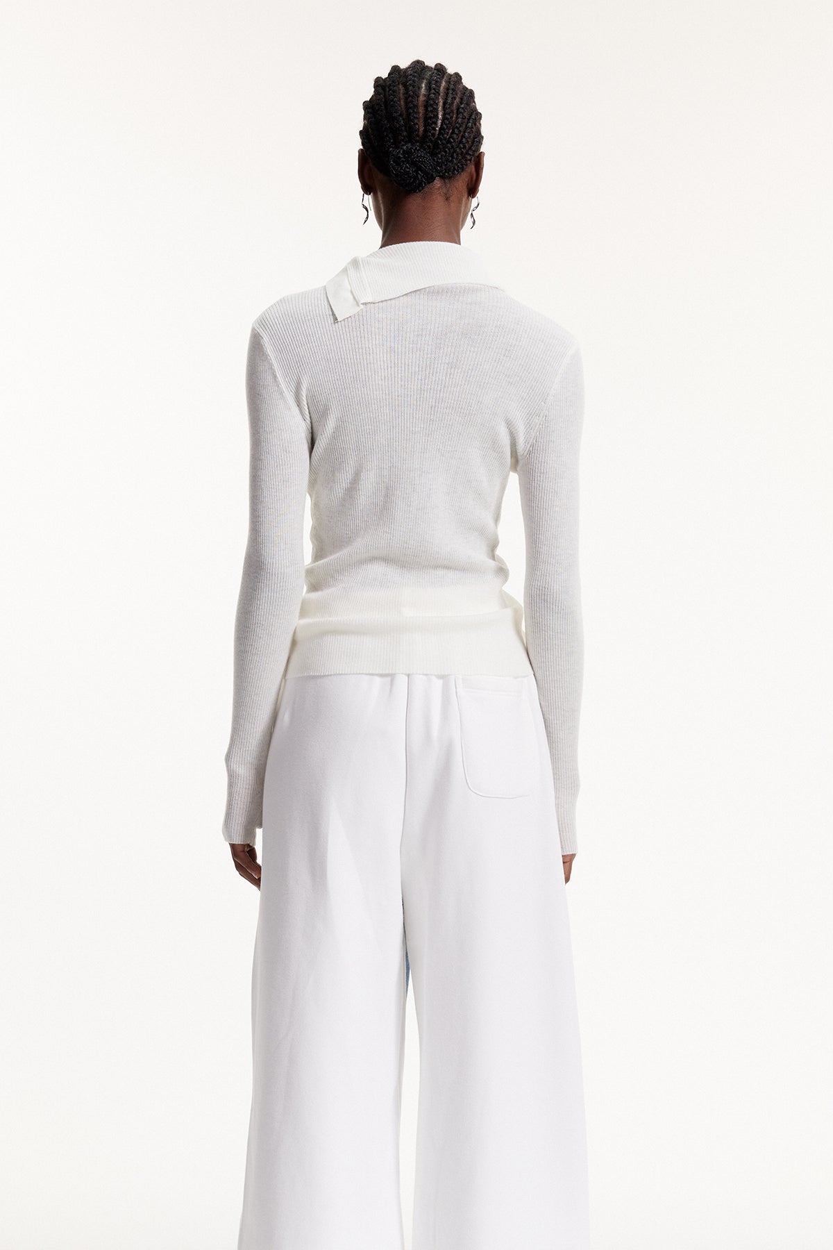 Elma Button Bodycon Knit Top In White