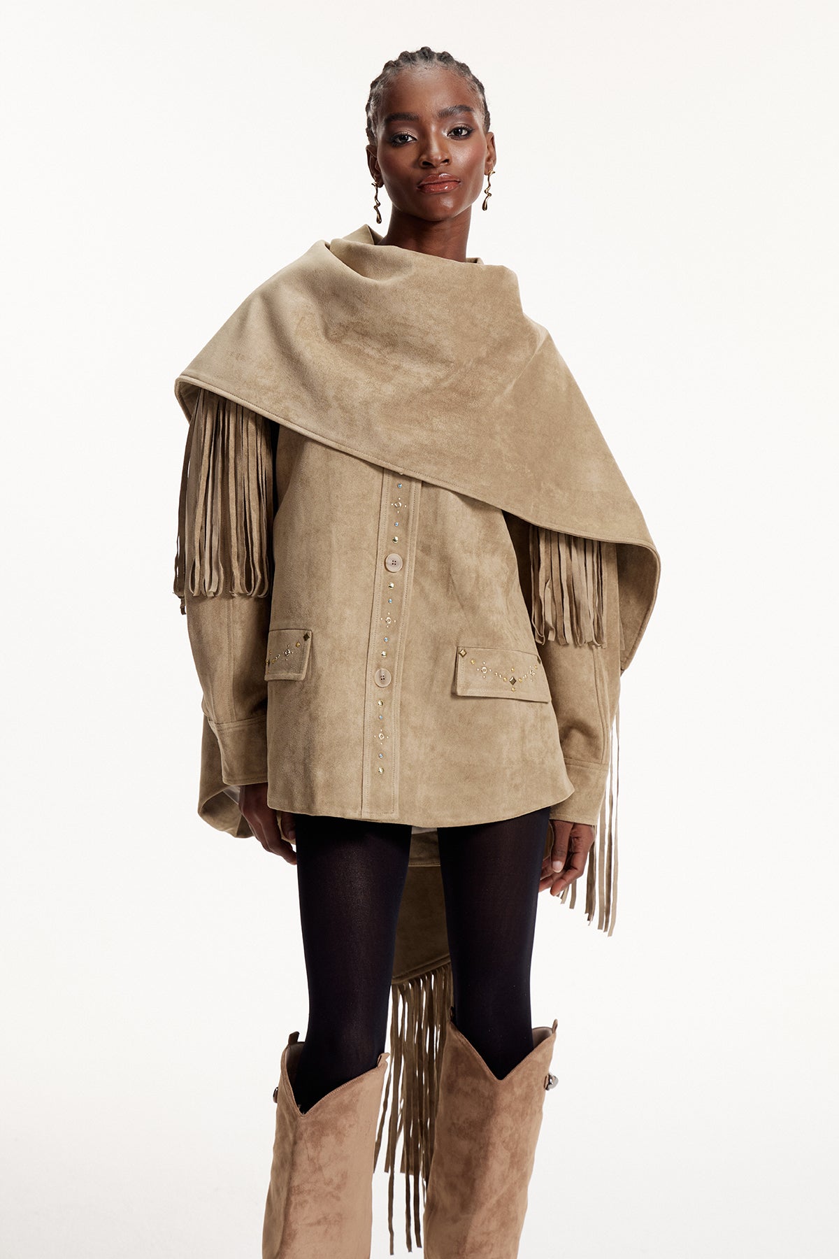 Elmer Suede Scarf Fringe Jacket