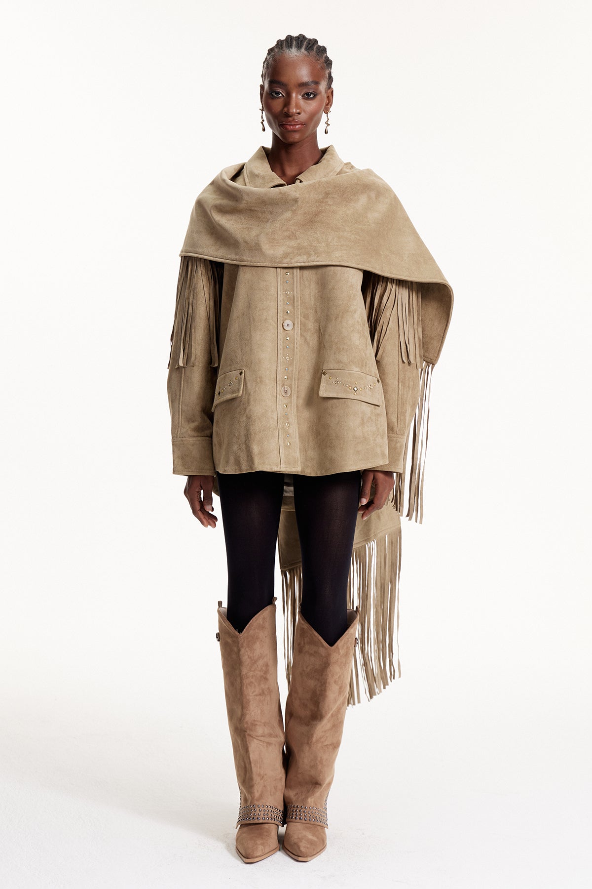Elmer Suede Scarf Fringe Jacket
