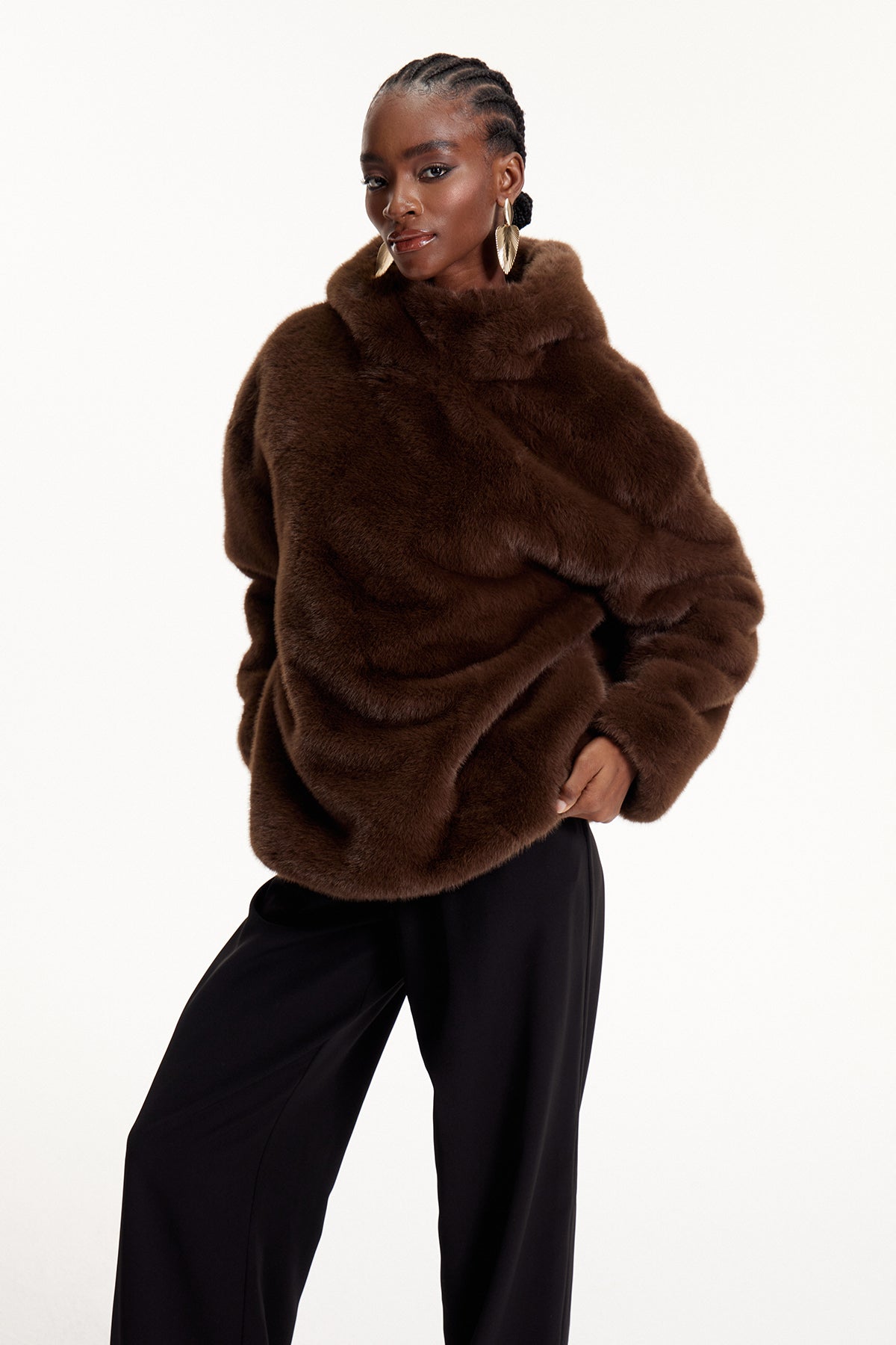 Elmira Hooded Faux Fur Top