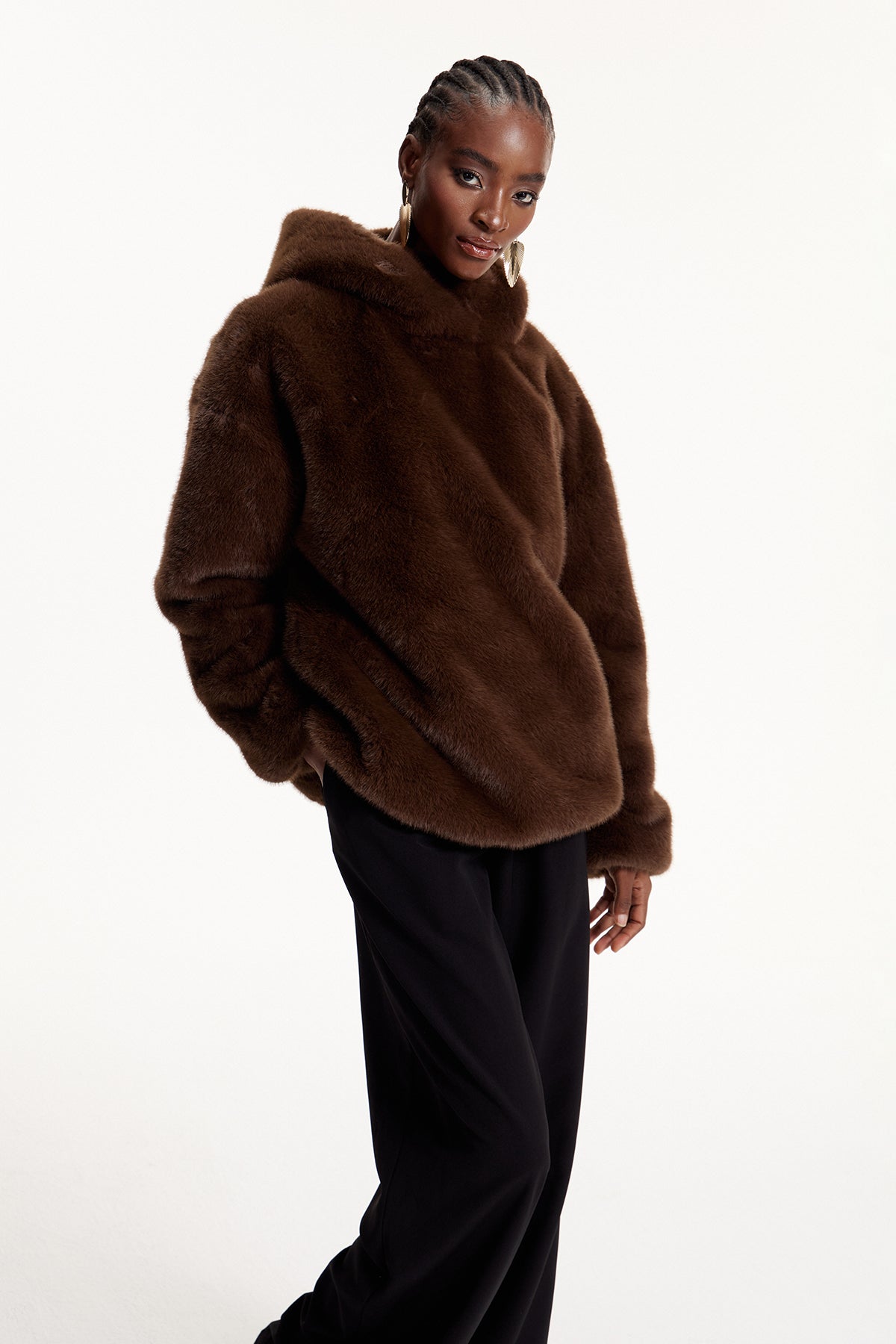 Elmira Hooded Faux Fur Top