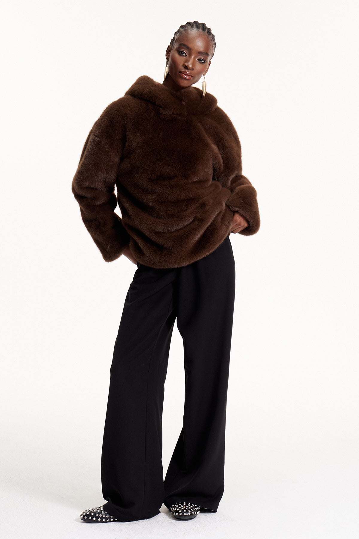 Elmira Hooded Faux Fur Top