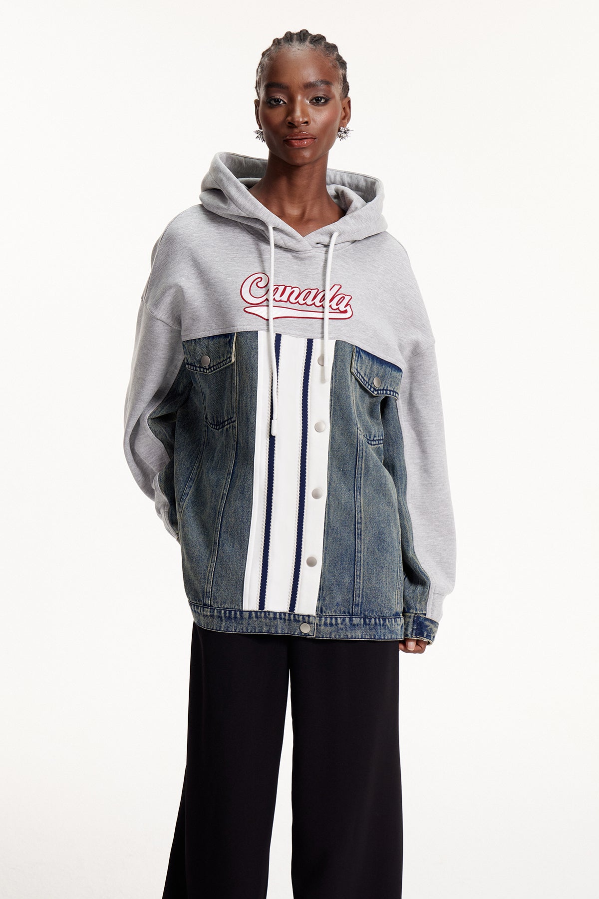 Elnora Deconstruct Stripe Hooded Top