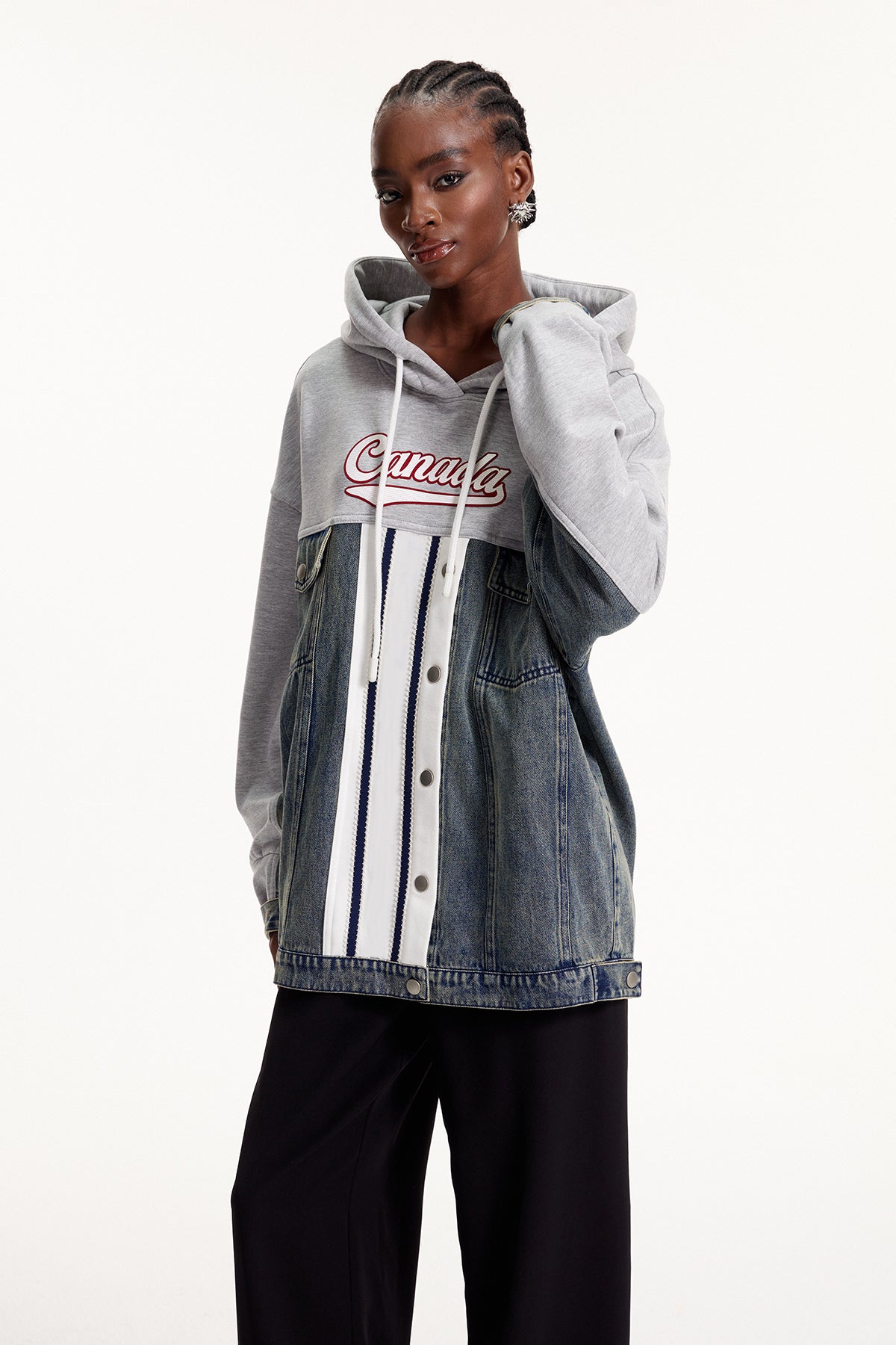 Elnora Deconstruct Stripe Hooded Top