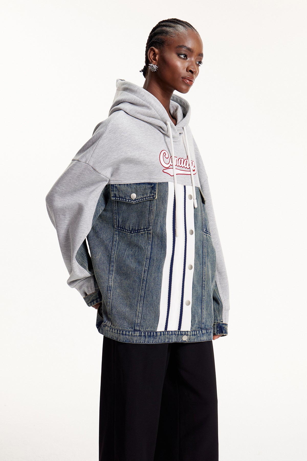 Elnora Deconstruct Stripe Hooded Top