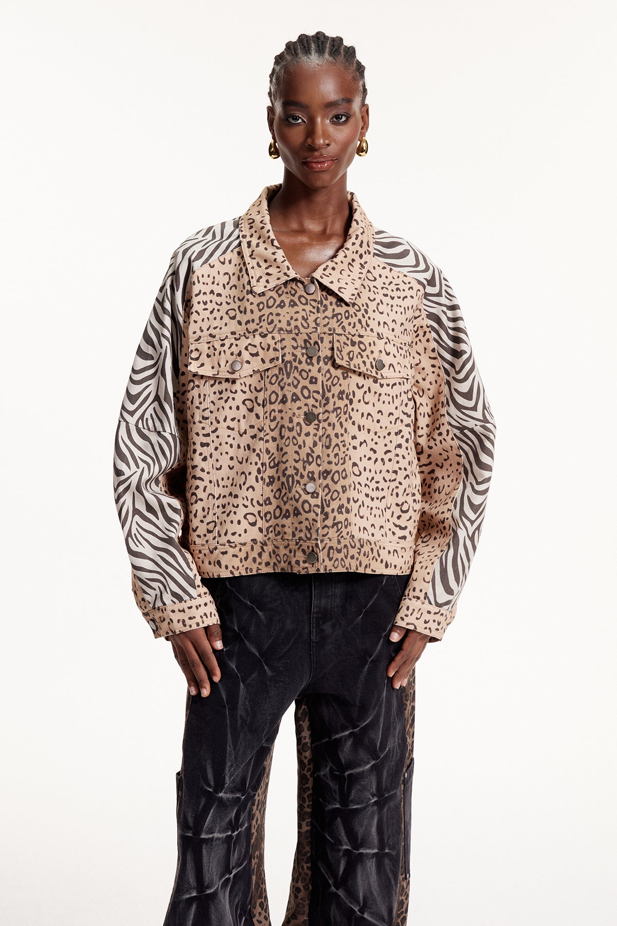 Elnur Leopard Zebra Print Deconstruct Jacket