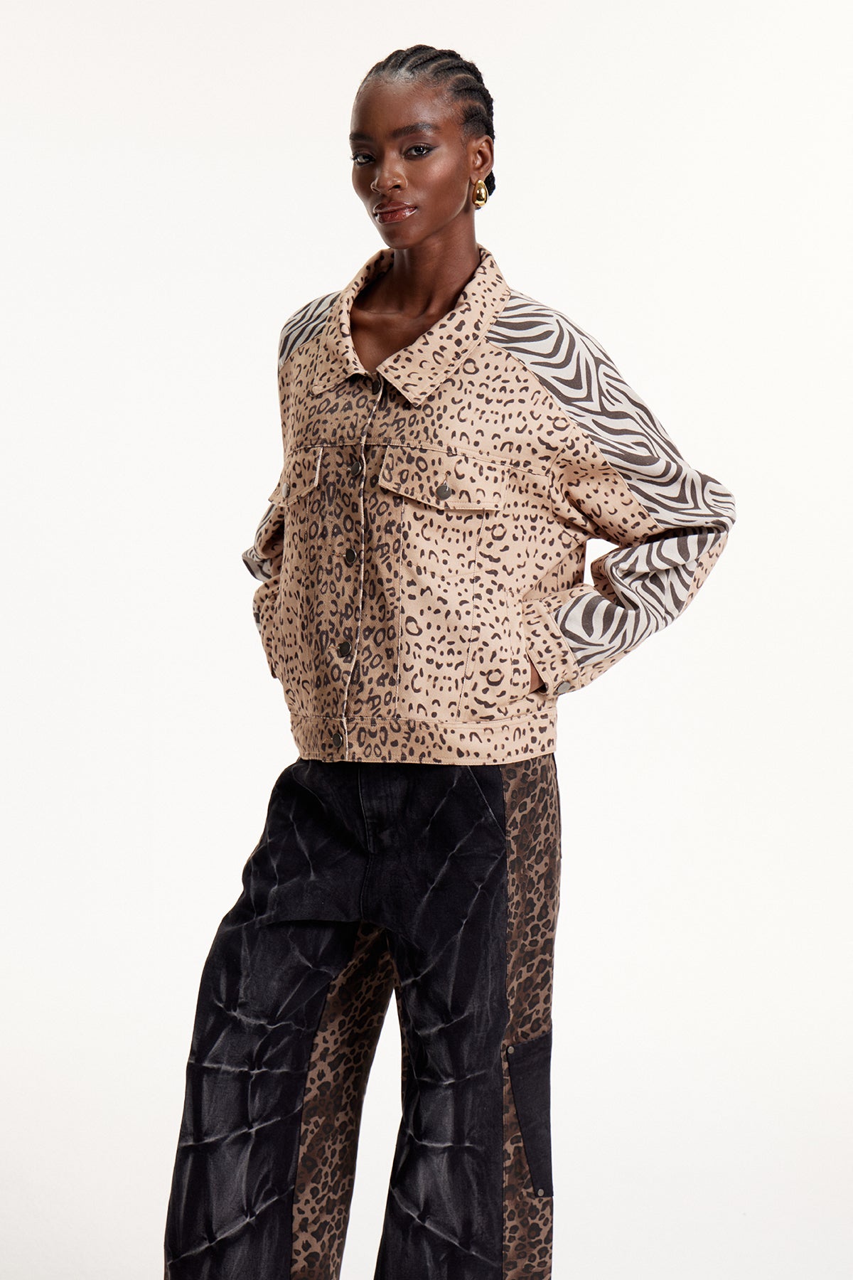 Elnur Leopard Zebra Print Deconstruct Jacket