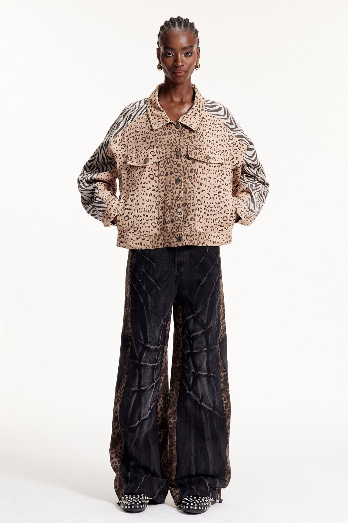 Elnur Leopard Zebra Print Deconstruct Jacket